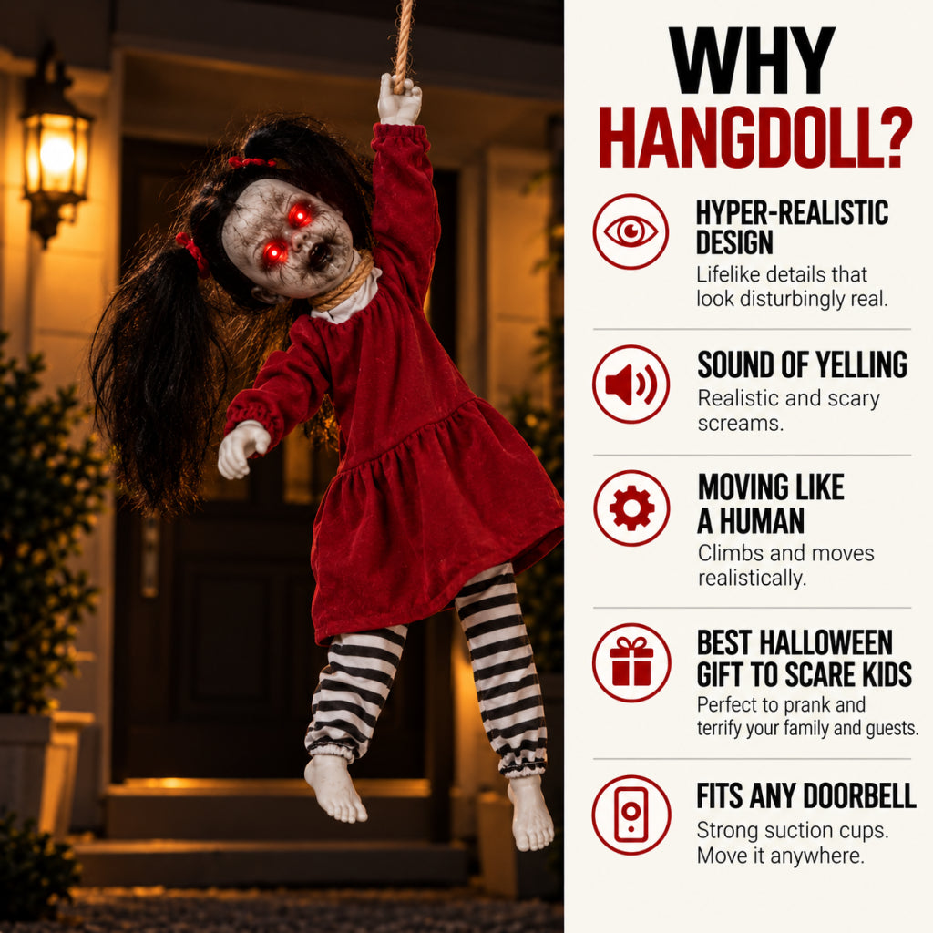 Halloween Swinging Arm Red Dress Kicking Girl Hanging Ghost Decoration Haunted House Electric Induction Prop