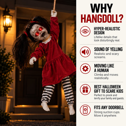 Halloween Swinging Arm Red Dress Kicking Girl Hanging Ghost Decoration Haunted House Electric Induction Prop