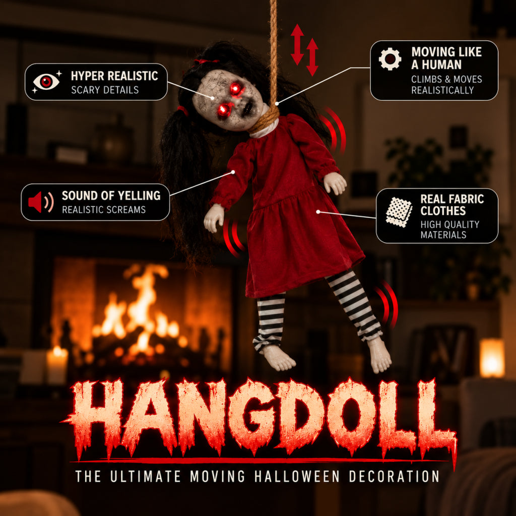 Halloween Swinging Arm Red Dress Kicking Girl Hanging Ghost Decoration Haunted House Electric Induction Prop