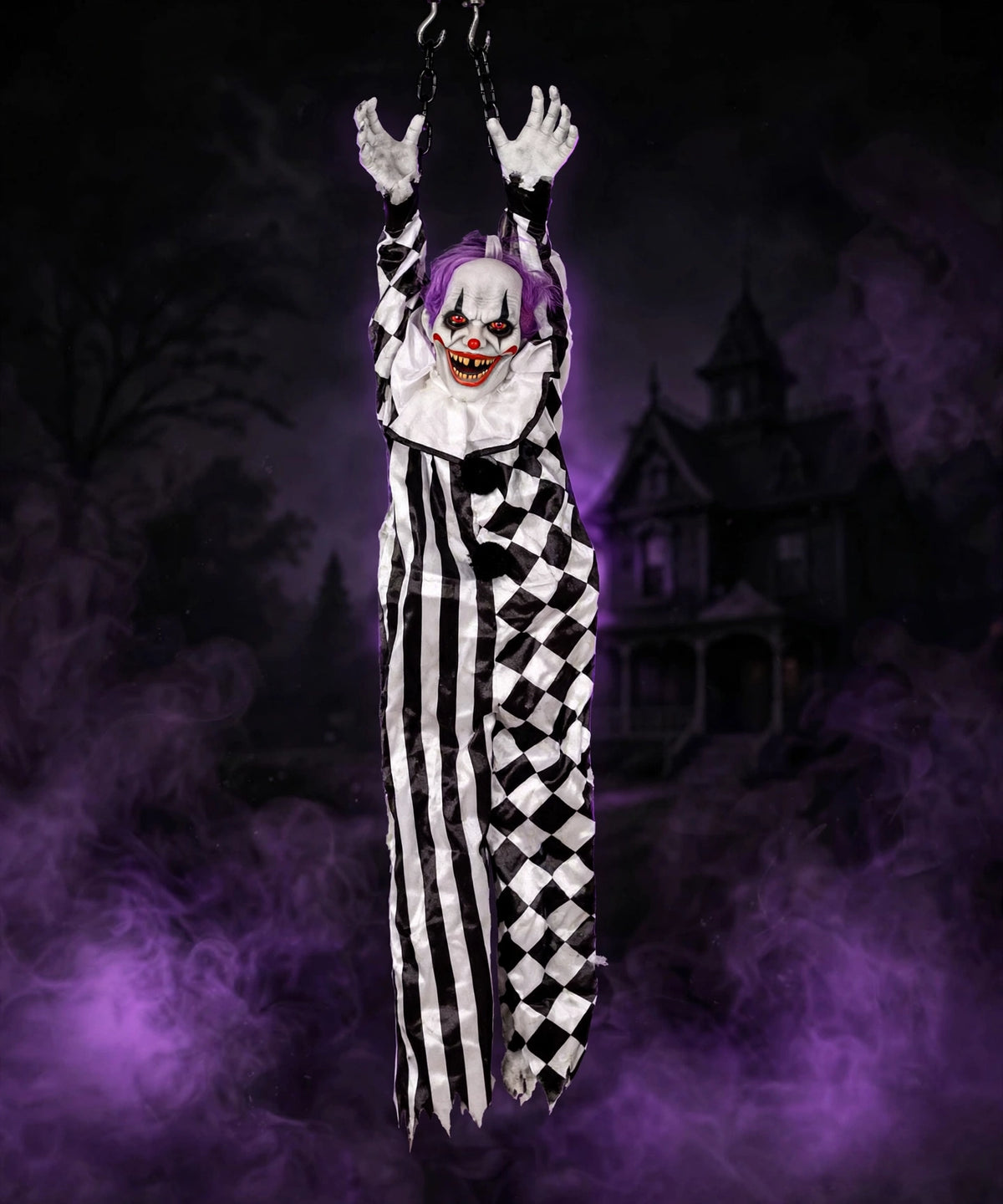 Halloween Animatronics Decoration Hanging Clown Nurse Voice Control Electric Outdoor Scary Clearance Horror Haunted House Props